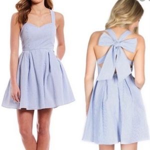 Lauren James Livingston Bow Dress NWT Royal Stripe